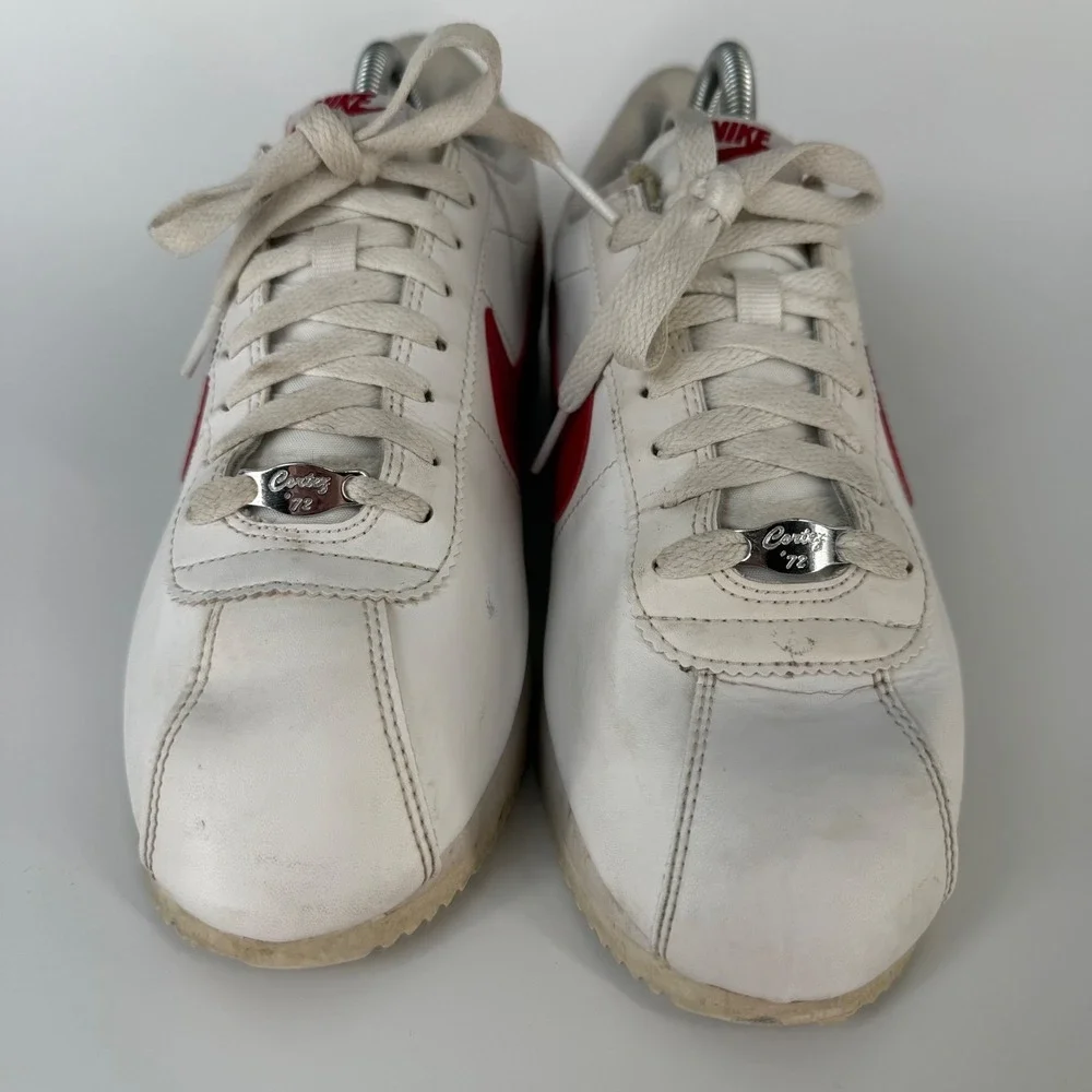 Nike Cortez Men Shoes US 9.5 White Red Blue Leather Sneakers Forrest Gump Preppy